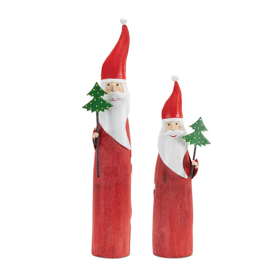 Melrose Wood Santa Figure/Metal Accents, Set of 2, Red/White - 90903DS