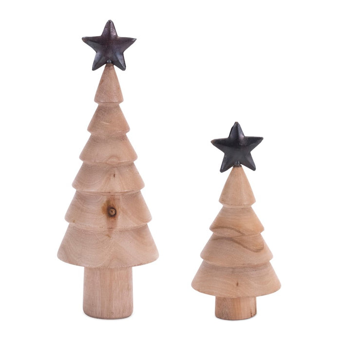 Melrose Natural Wood Tree/Metal Star, Set of 2, Beige - 90905DS