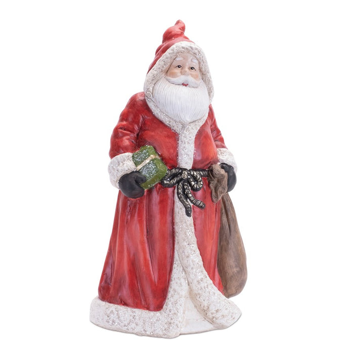 Melrose Hooded Terracotta Santa Figurine, Set of 2, Red/Black