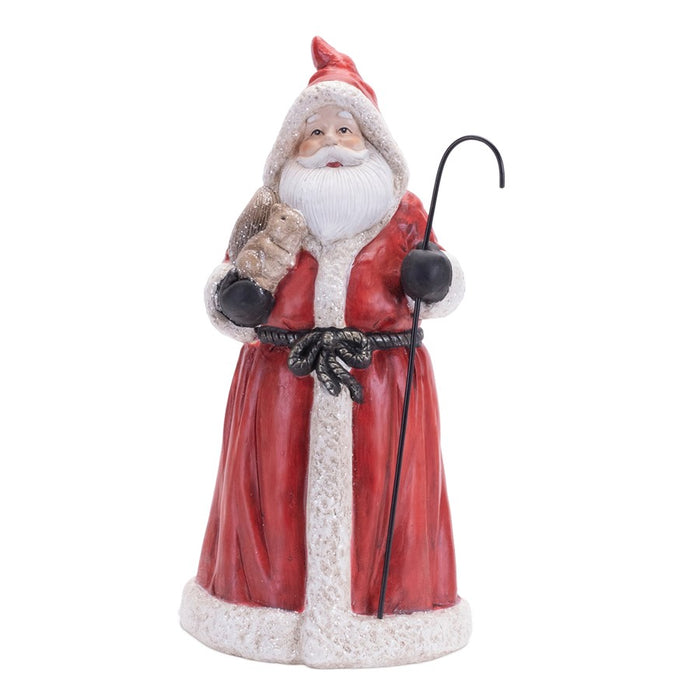 Melrose Hooded Terracotta Santa Figurine, Set of 2, Red/Black