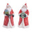 Melrose Hooded Terracotta Santa Figurine, Set of 2, Red/Green - 90909DS