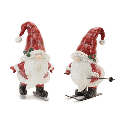 Melrose Int. Glitter Winter Sport Gnome, Set of 2, Red/White - 90914DS