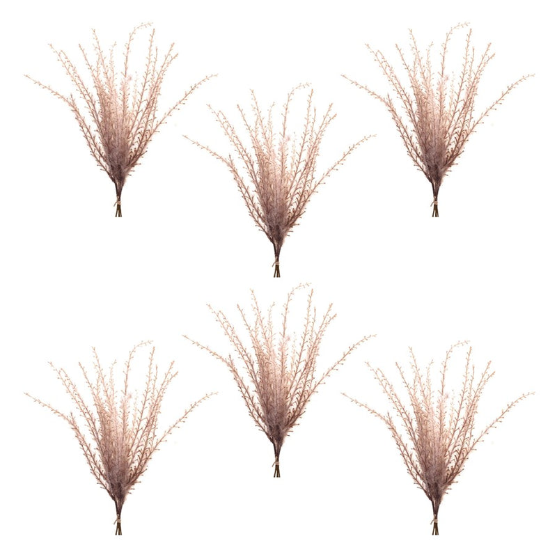 Melrose International Grass Plume Bundle, Set of 6, Brown