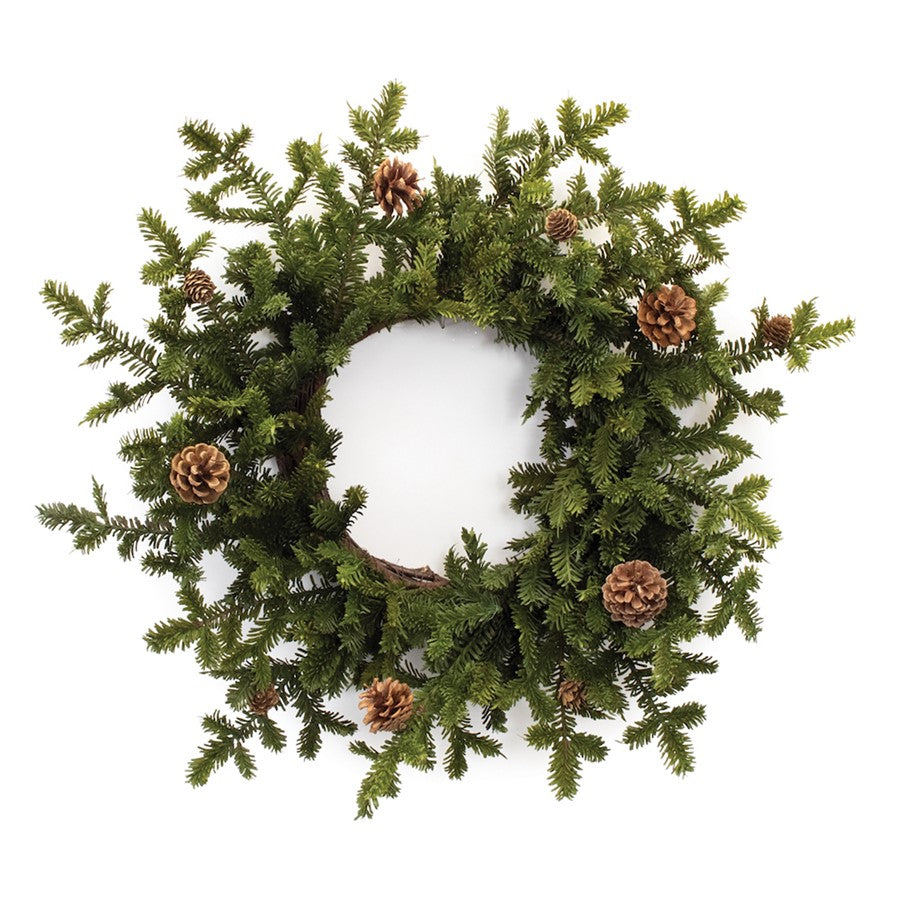 Melrose International Pine Cone Wreath 25"D, Green/Brown - 90962DS