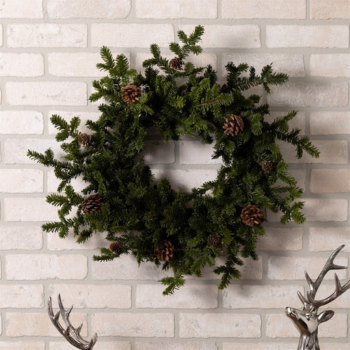 Melrose International Pine Cone Wreath 25"D, Green/Brown