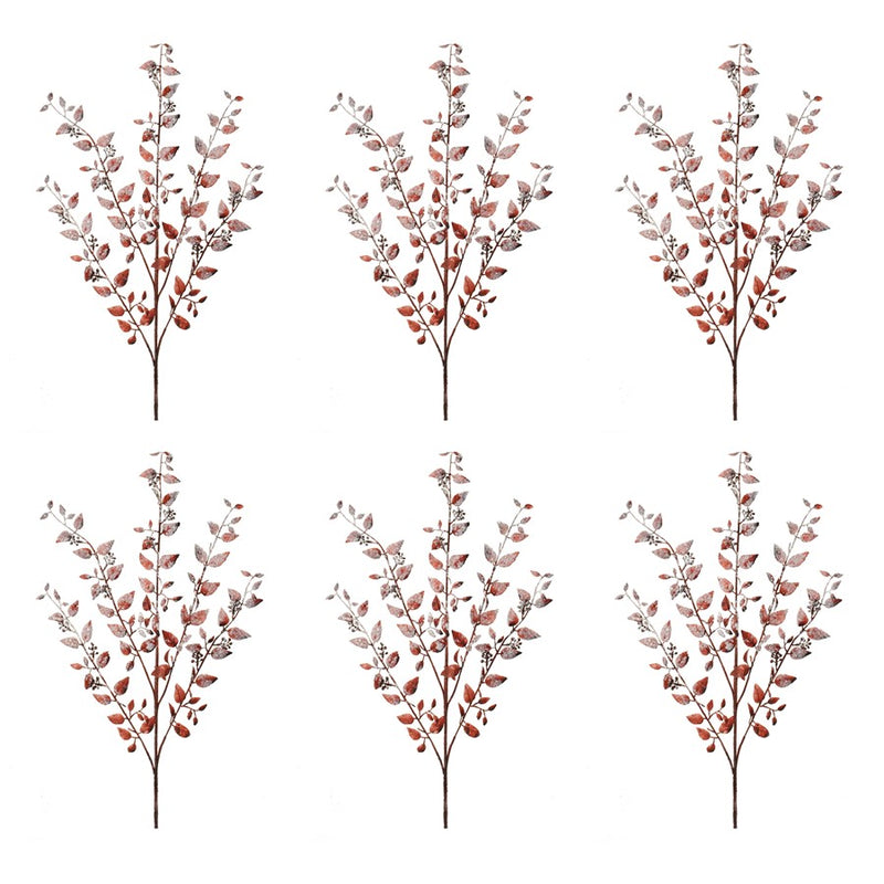 Melrose International Icy Leaf Spray, Set of 2, White/Brown