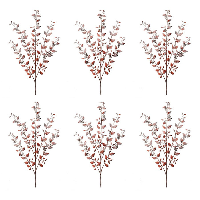 Melrose International Icy Leaf Spray, Set of 2, White/Brown