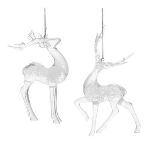 Melrose International Clear Bubbled Deer Ornament, Set of 6, CleaRed - 90985DS