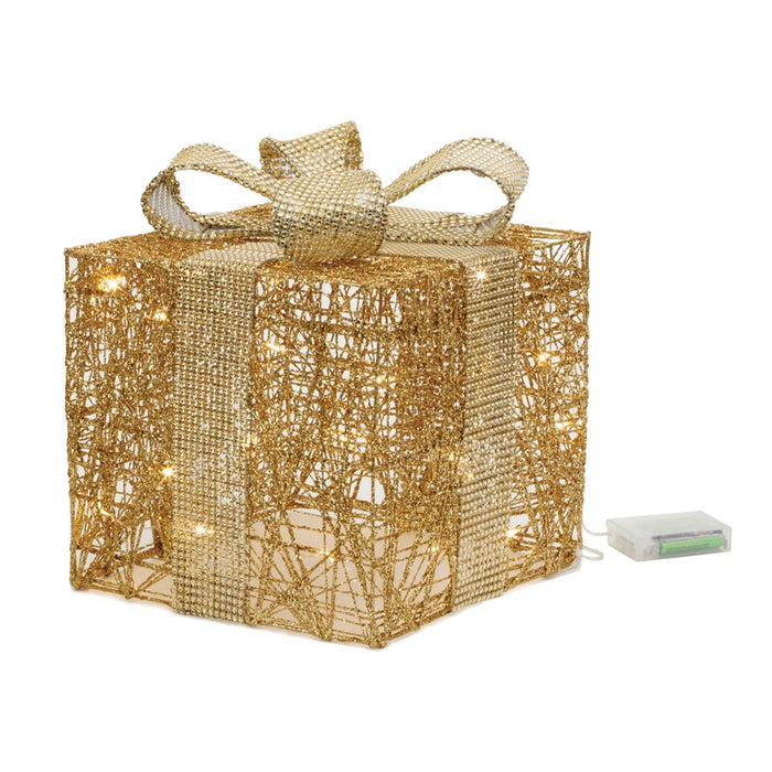 Melrose International LED Wrapped Presents Display, Set of 3, Gold