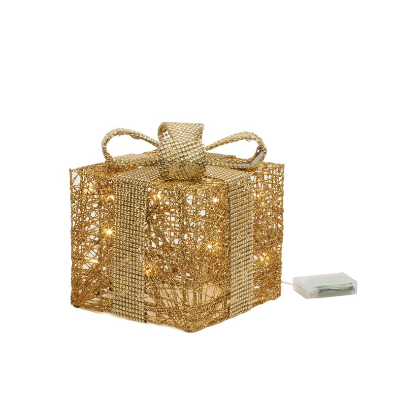 Melrose International LED Wrapped Presents Display, Set of 3, Gold