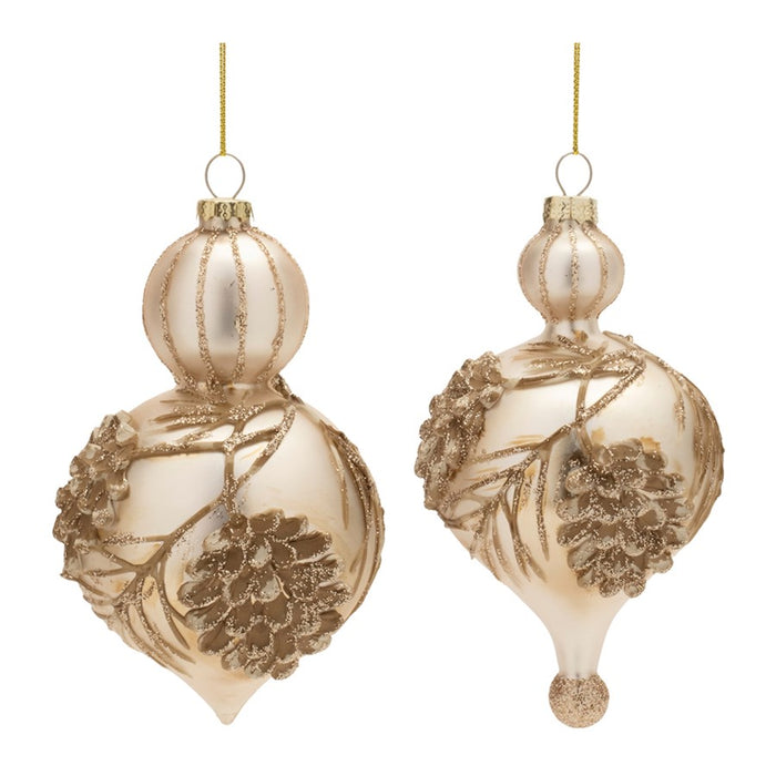 Melrose International Frosted Glass Pinecone Ornament, Set of 6, Gold - 91026DS