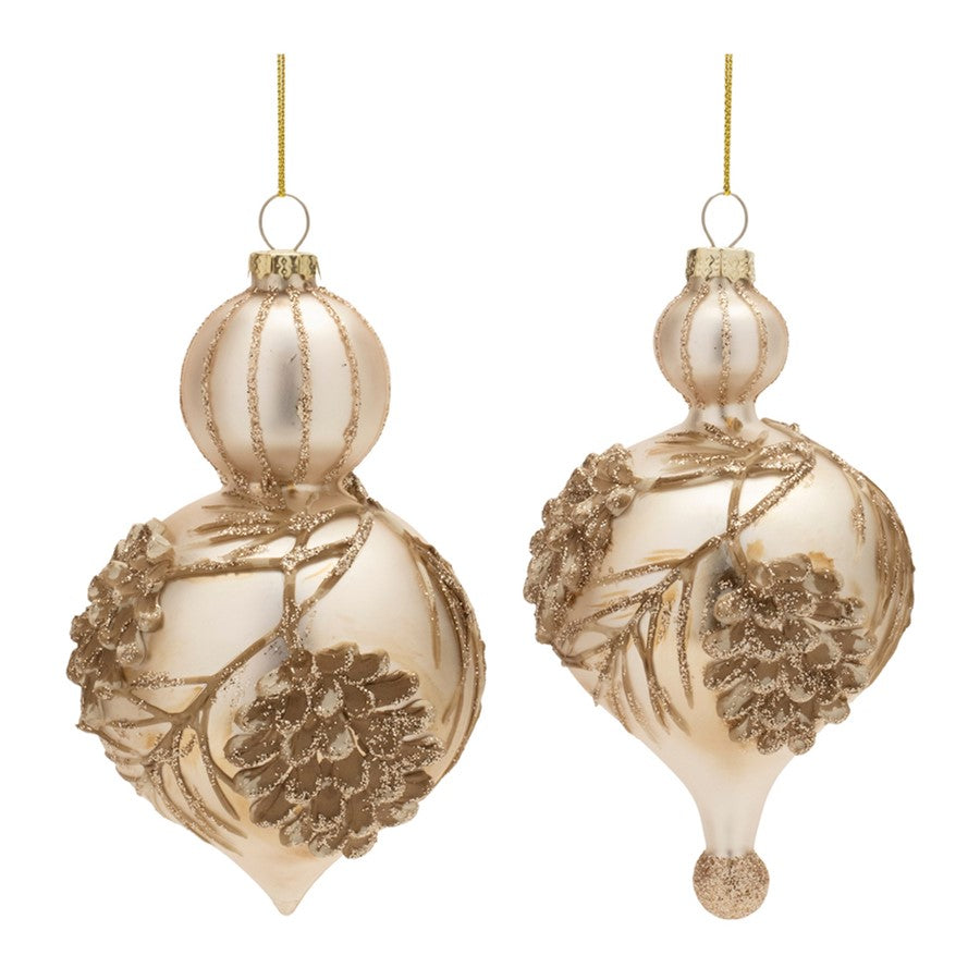 Melrose International Frosted Glass Pinecone Ornament, Set of 6, Gold - 91026DS