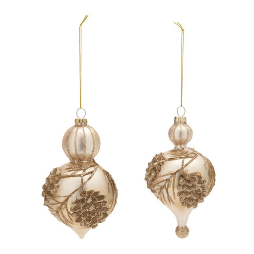 Melrose International Frosted Glass Pinecone Ornament, Set of 6, Gold