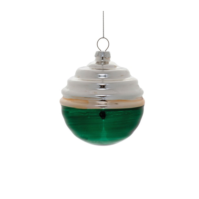 Melrose Two-Tone Tiered Glass Ornament, Set of 12, Green/Silver