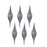 Melrose International Ribbed Glass Drop Ornament, Set of 6, Grey