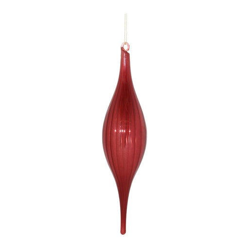Melrose International Ribbed Glass Drop Ornament, Set of 6, Red - 91035DS