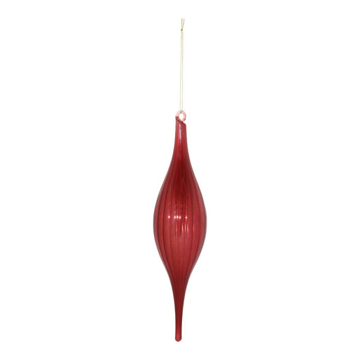 Melrose International Ribbed Glass Drop Ornament, Set of 6, Red