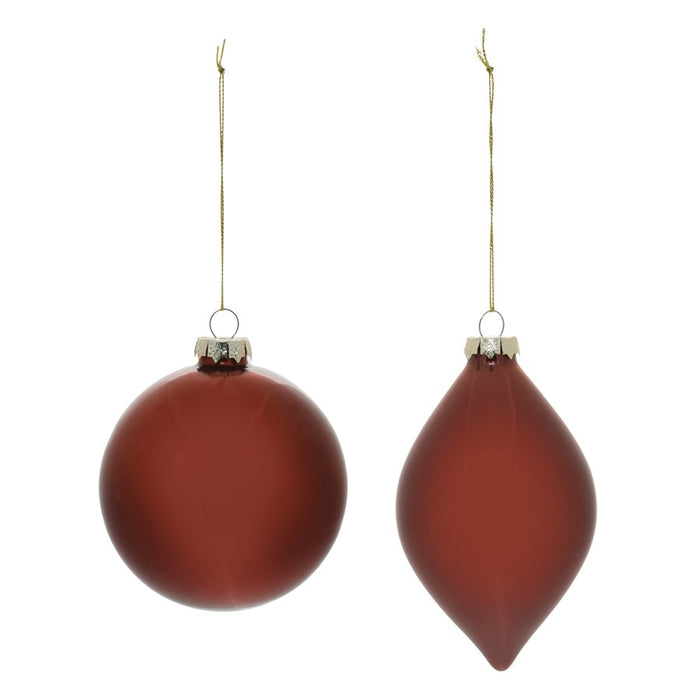 Melrose International Glass Ball Ornament, Set of 6, Red