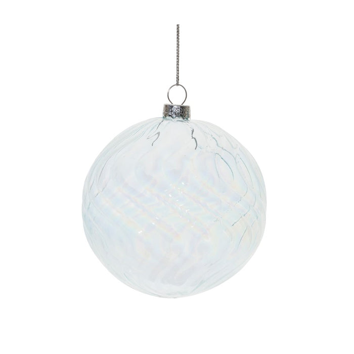 Melrose International Clear Wavy Glass Ornament, Set of 6, Blue