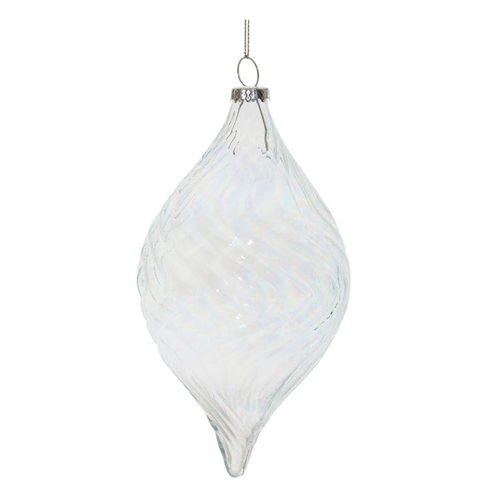 Melrose International Clear Wavy Glass Ornament, Set of 6, Blue