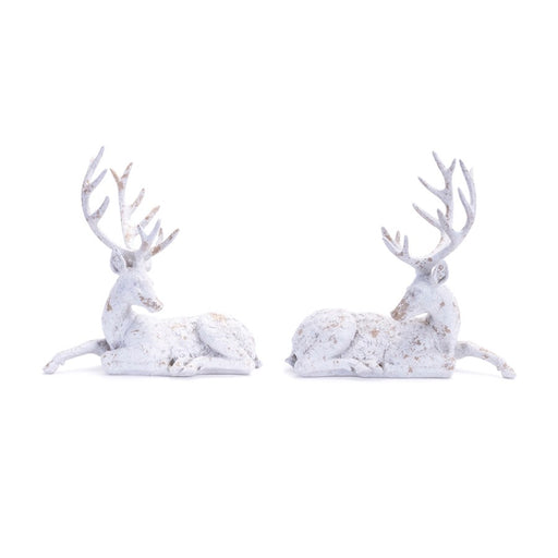Melrose International Distressed Winter Deer Statue, Set of 2, Grey - 91053DS