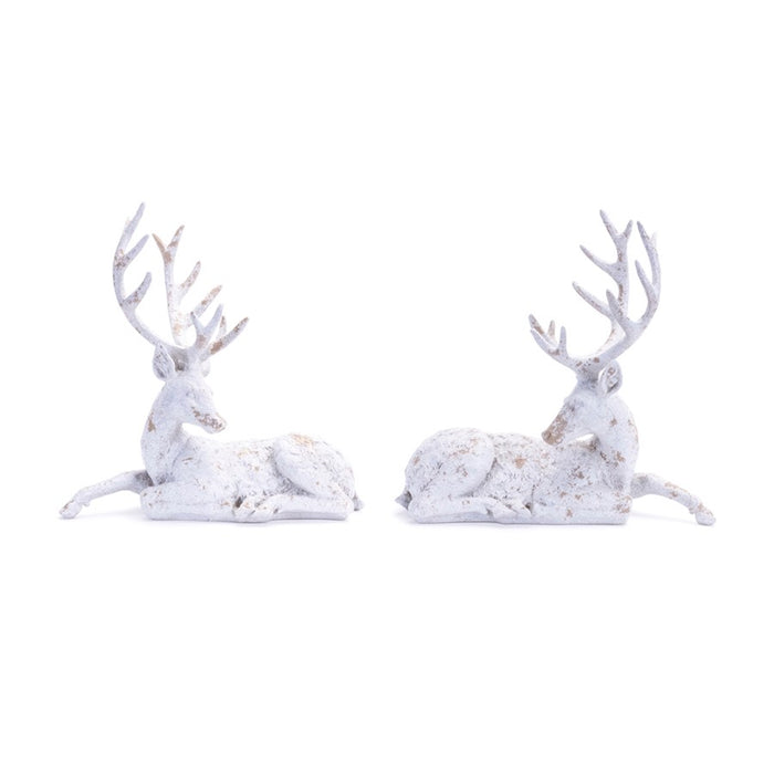 Melrose International Distressed Winter Deer Statue, Set of 2, Grey - 91053DS