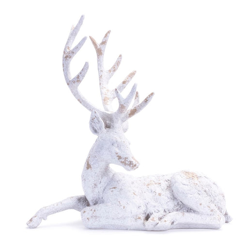Melrose International Distressed Winter Deer Statue, Set of 2, Grey