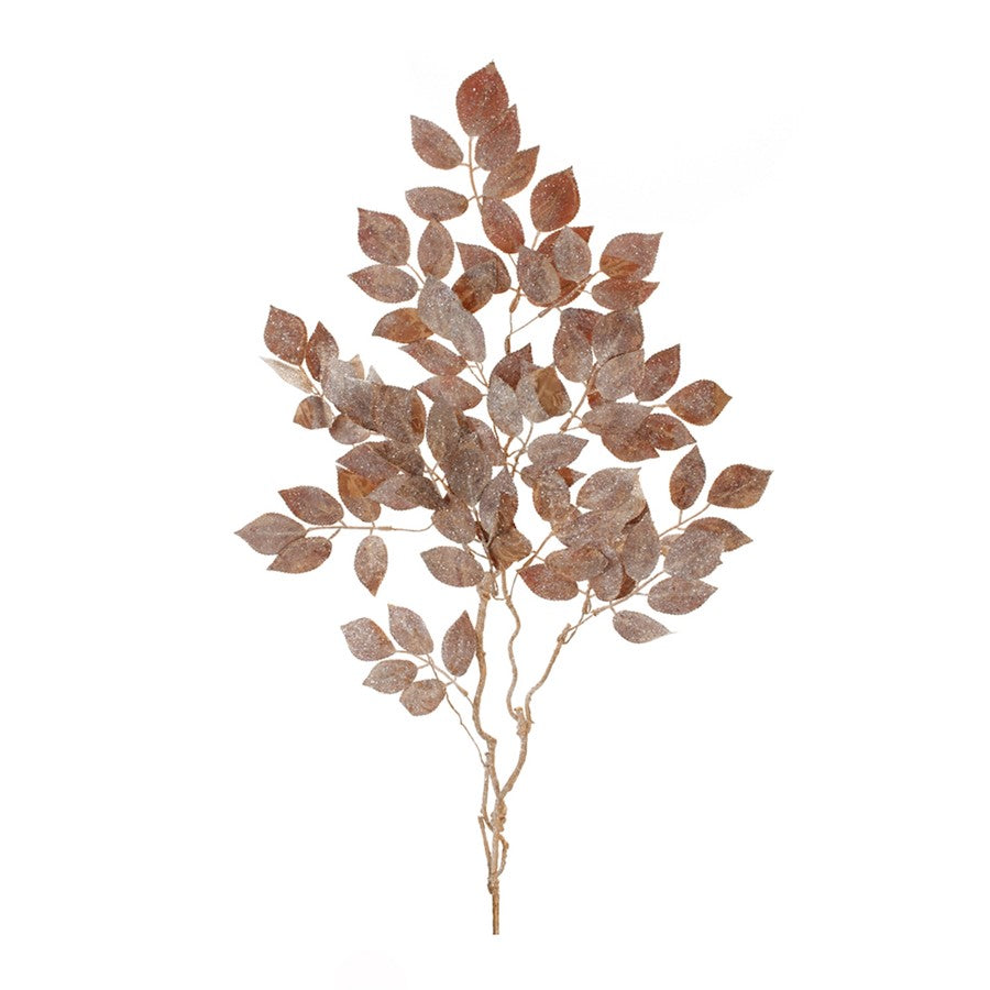 Melrose International Glittered Velvet Leaf Spray, Set of 2, Bronze - 91071DS