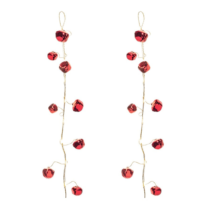 Melrose International LED Sleigh Bell Garland, Set of 2, Red/Gold