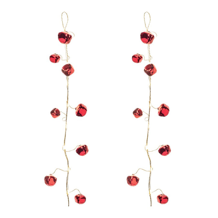 Melrose International LED Sleigh Bell Garland, Set of 2, Red/Gold