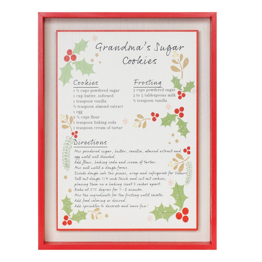 Melrose Framed Grandma's Sugar Cookie Recipe 16.5"H, Red/White/Green - 91095DS