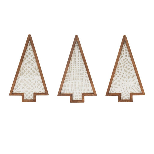 Melrose International Framed Paper Mache Pine Tree, Set of 3, Beige - 91106DS
