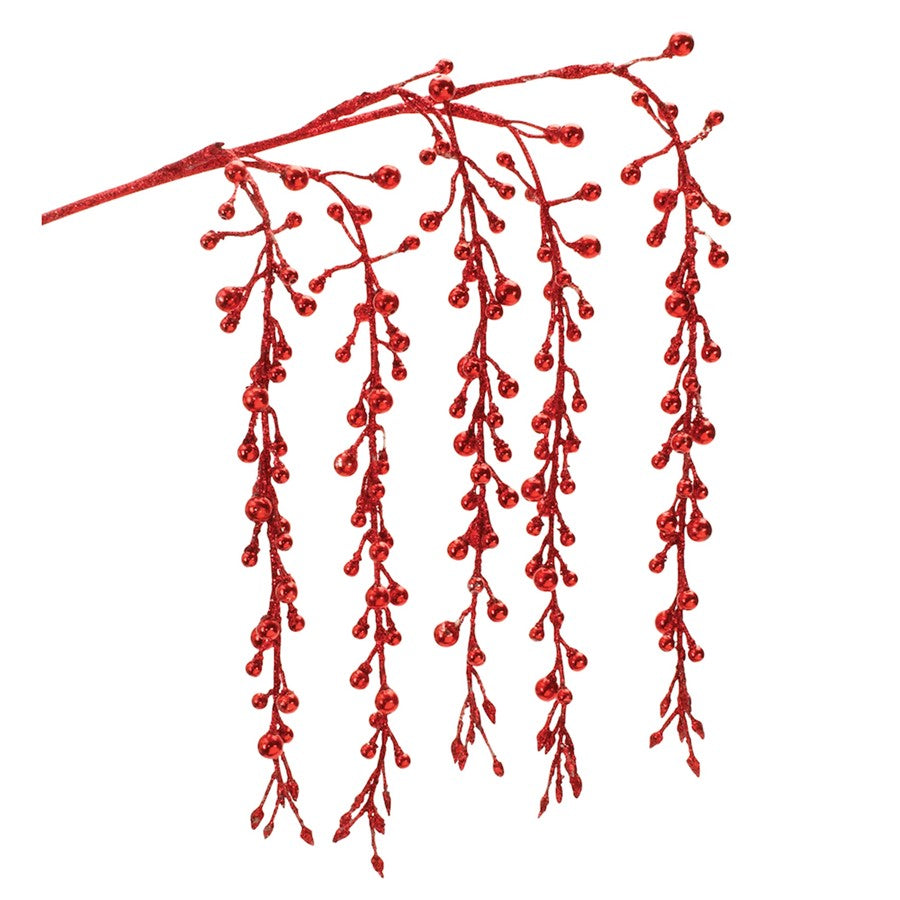 Melrose International Hanging Glitter Berry Spray, Set of 2, Red - 91113DS