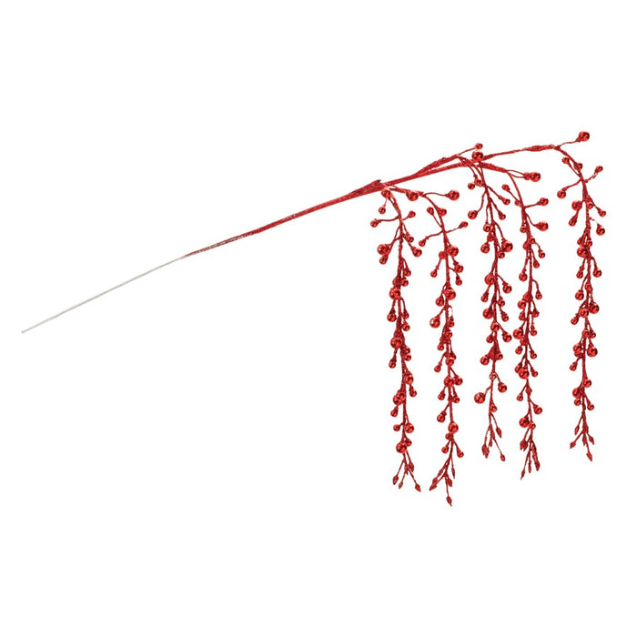 Melrose International Hanging Glitter Berry Spray, Set of 2, Red