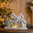 Melrose LED Flocked Holiday Village Display 12.5"L, White/Green