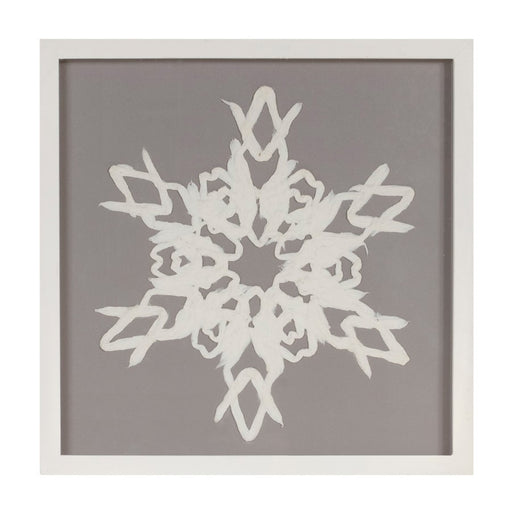 Melrose Framed Paper Mache Snowflake Plaque, Set of 3, Grey/White