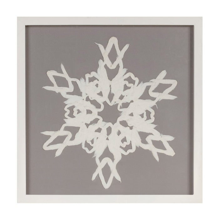 Melrose Framed Paper Mache Snowflake Plaque, Set of 3, Grey/White