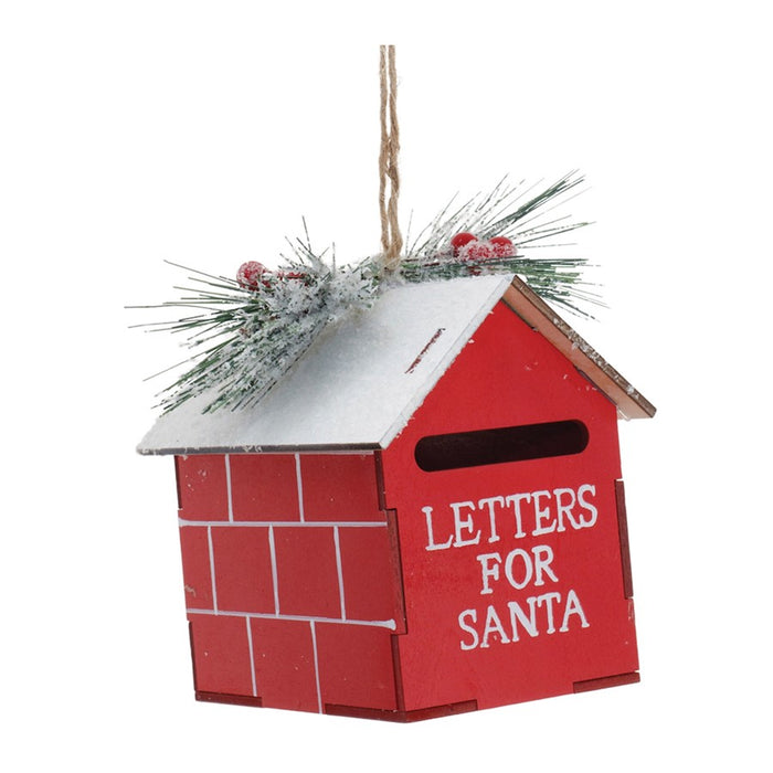 Melrose International Frosted Metal Mailbox Oranment, Set of 2, Red - 91143DS