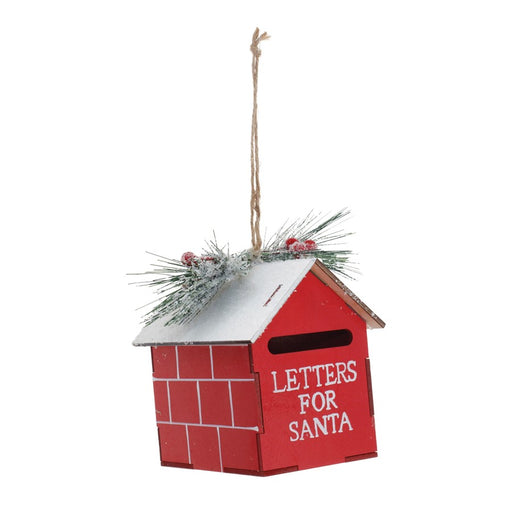 Melrose International Frosted Metal Mailbox Oranment, Set of 2, Red