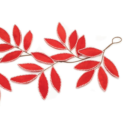 Melrose International Fabric Leaf Garland, Set of 2, Red/White - 91146DS