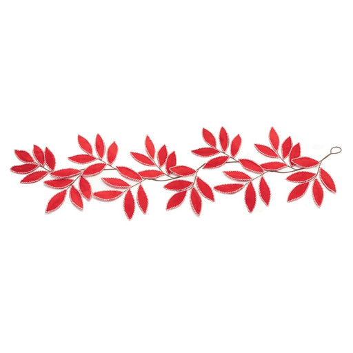 Melrose International Fabric Leaf Garland, Set of 2, Red/White