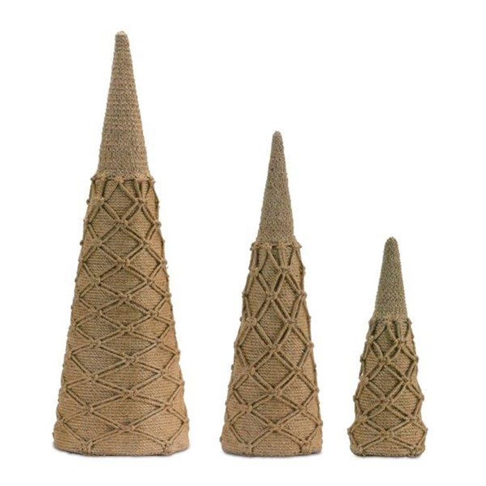 Melrose International Woven Rope Cone Tree, Set of 3, Brown - 91174DS