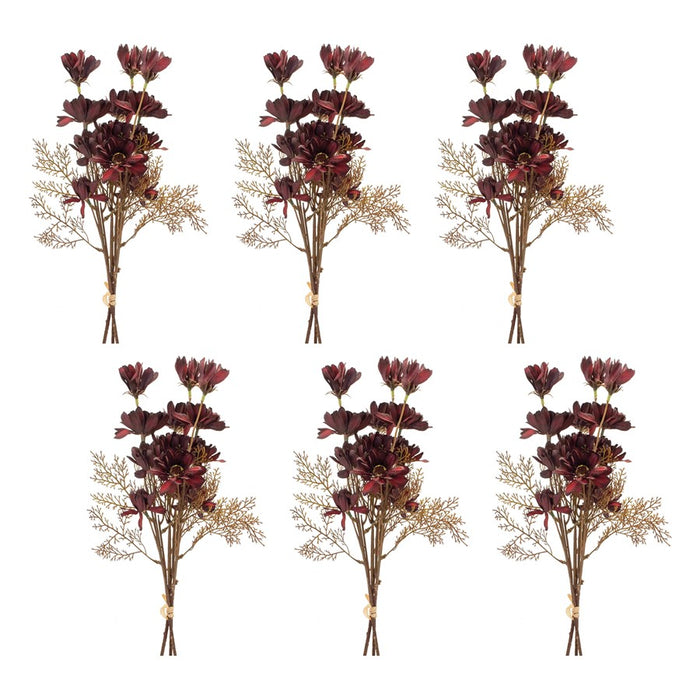 Melrose Burgandy Harvest Flower Bundle, Set of 6, Red/Beige