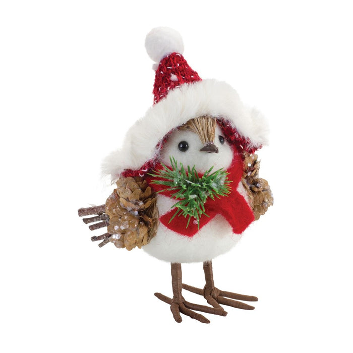 Melrose Winter Bird Shelf Sitter/Natural Accents, Set of 12, Red/White