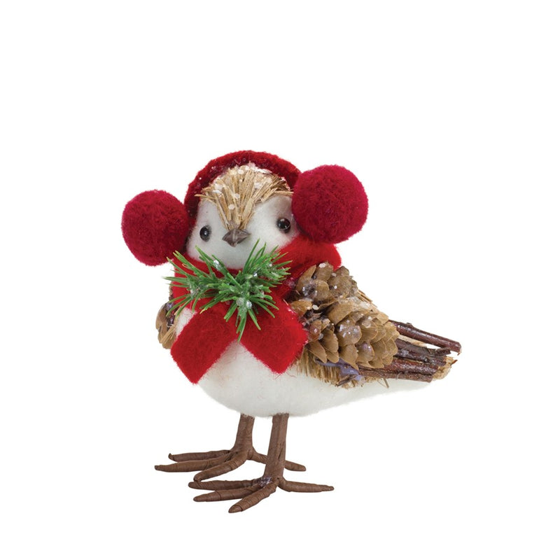 Melrose Winter Bird Shelf Sitter/Natural Accents, Set of 12, Red/White