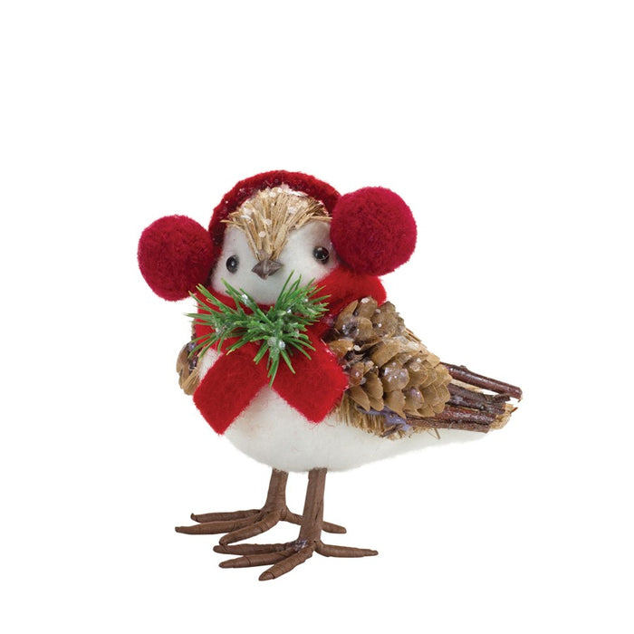 Melrose Winter Bird Shelf Sitter/Natural Accents, Set of 12, Red/White
