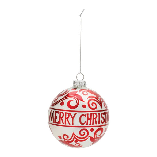 Melrose Glass Merry Christmas Ball Ornament, Set of 6, Red/White