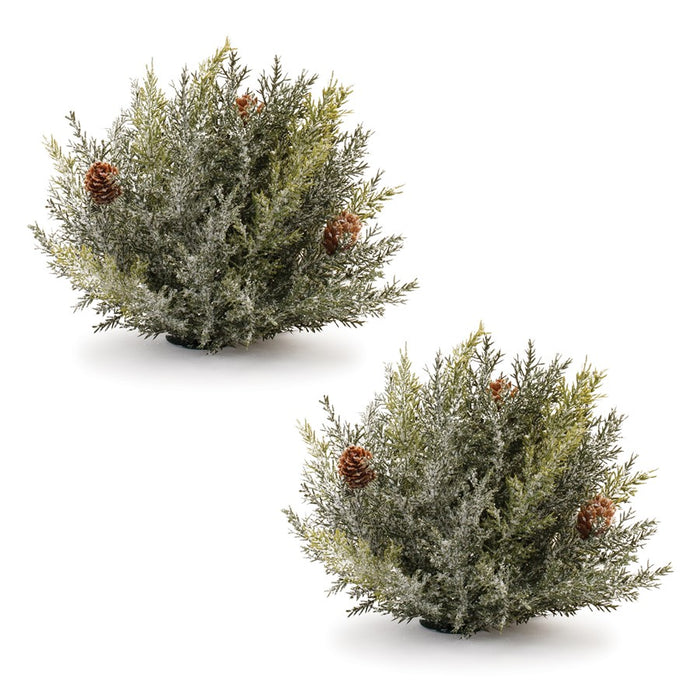 Melrose Icy Pine Half Orb/Pinecones, Set of 2, Green/Brown