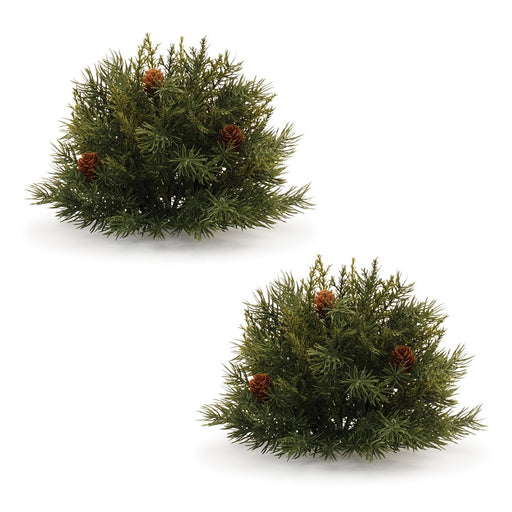 Melrose International Pine Half Orb/Pinecones, Set of 2, Green/Brown