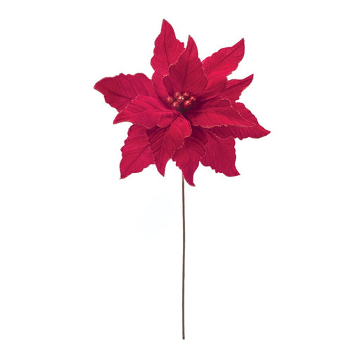 Melrose International Glittered Red Poinsettia Flower Stem, Set of 2